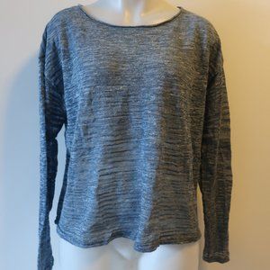 NWT  EILEEN FISHER BLUE/WHT KNIT SWEATER SZ L*
